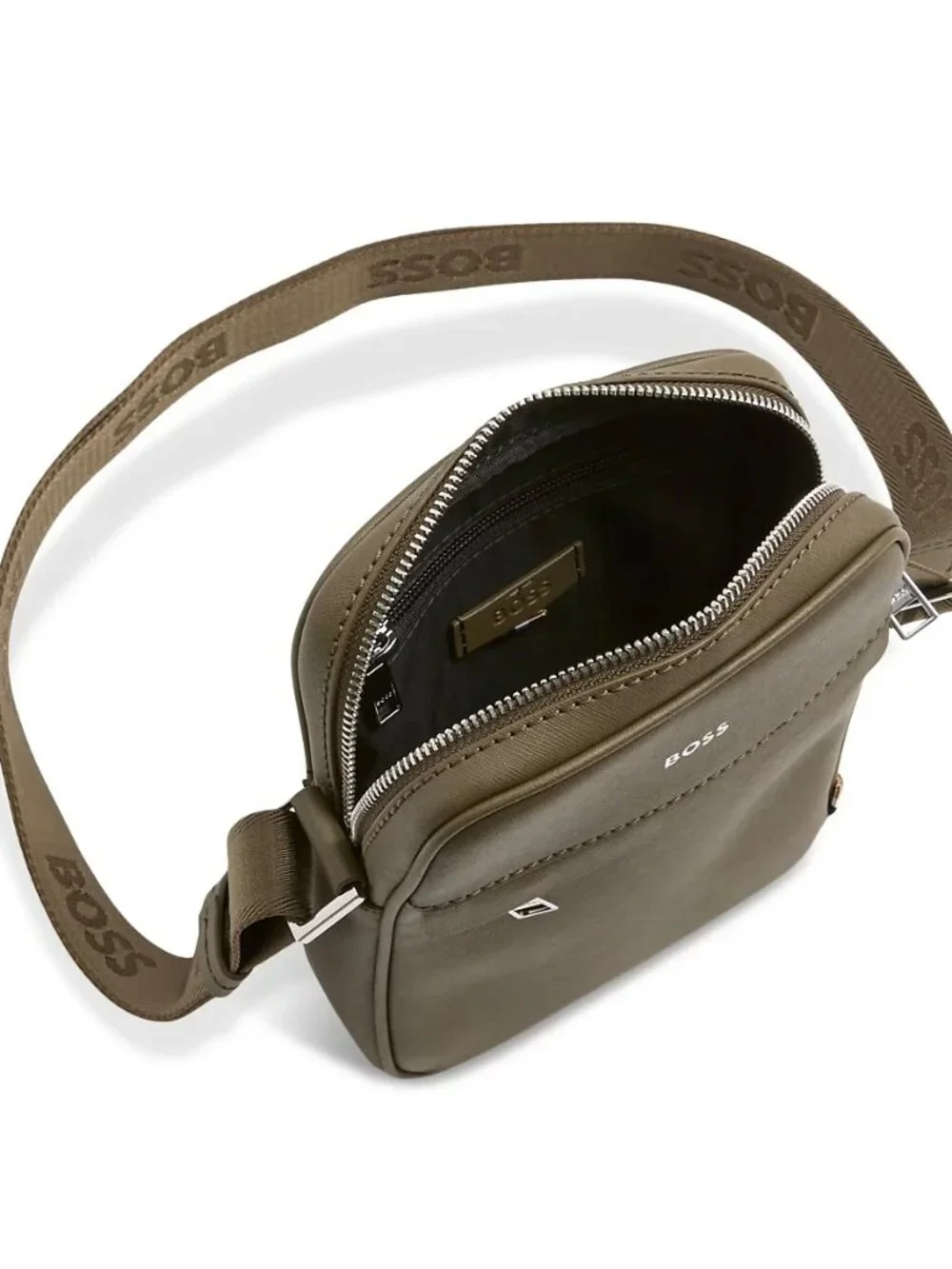 Hugo Boss Men's BOSS Zair Small Crossbody Bag Bonded Leather Zip Top Green